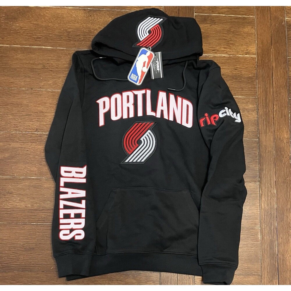 Men’s Pro Standard Size M Portland Trailblazers Black Embroidered Hoodie NWT NBA